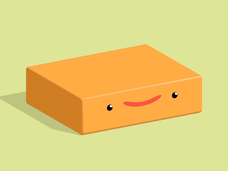 盒子 微笑 抽纸 长方体 黄色 变化的嘴 c4d