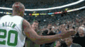 雷阿伦 NBA 篮球 凯尔特人 雷吉米勒 拥抱 超高跳跃力 激烈对抗 劲爆体育