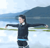美女 张开手 风景 动人心弦