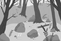 石头 树林 创意 动漫