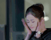 美女 侧颜 紧张 拍脸 丸子头