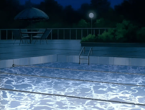 泳池 月亮 夜晚