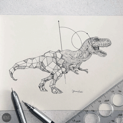 绘画 恐龙 几何
