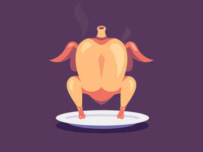 烧鸡 冒热气 站在盘子里 跳舞