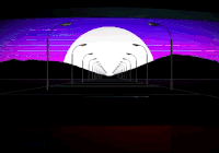月亮 moon 渐远 公路 路灯