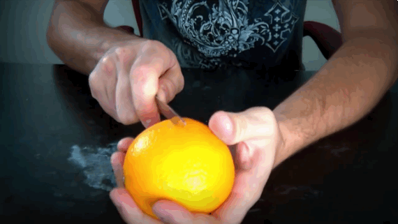 橙子 刀 切开 水果