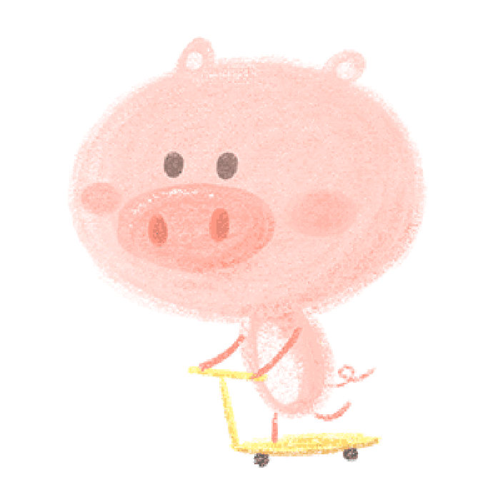 小猪 滑板车 动漫 好拉风