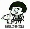 蘑菇头 小狗 摸头 旺财过去咬他