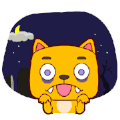 卡通 小狗 黑夜 伸舌头