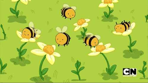 动漫 蜜蜂 采蜜 花丛中