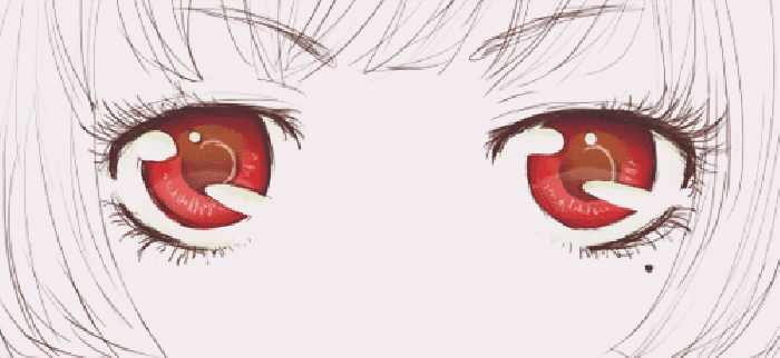 卡通 美女 大眼睛 眨眼 红眼睛