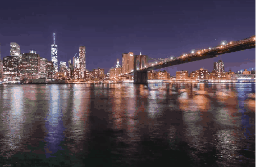 城市 夜晚 延时摄影 桥梁 河面 灯光 纪录片 纽约 美国 高楼