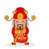 财神爷 铜板 笑容 红色 撒钱了