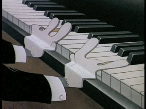 猫和老鼠 弹钢琴 压扁 黑白 tom and jerry