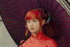 桥本环奈 打伞 发呆 旗袍