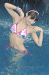 美女 泳衣 笑容 水池