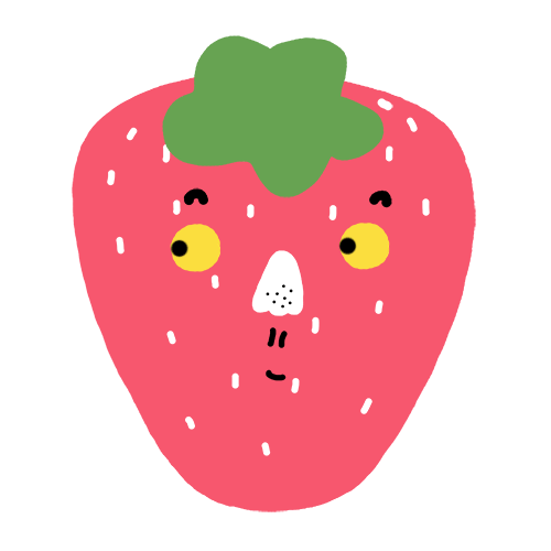 草莓 挠鼻子 红色 绿叶 斜眼