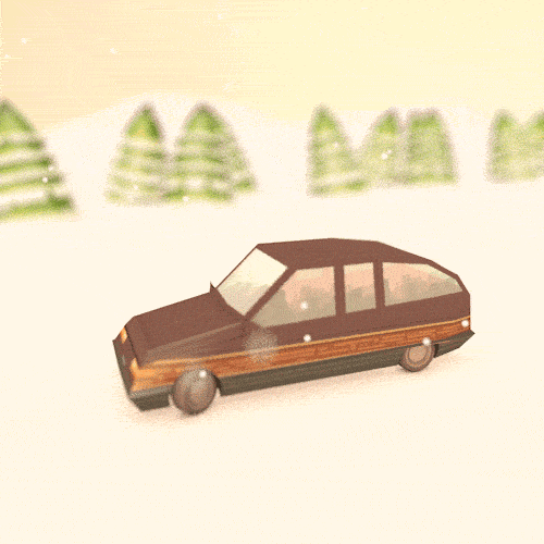 越野车 树木 动画 插图 汽车 雪 跳 运动 c4d