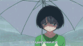 孤独的 打伞 下雨 动漫 女孩