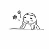 卡通 捧脸 花朵 黑白