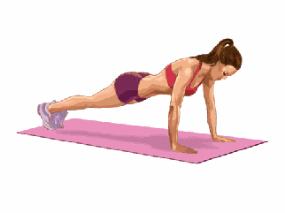 女人 健身 俯卧撑 动漫