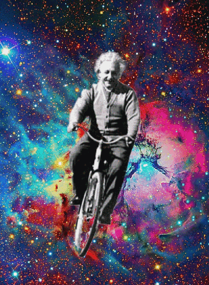 爱因斯坦 斗图 搞笑 眩晕 骑车