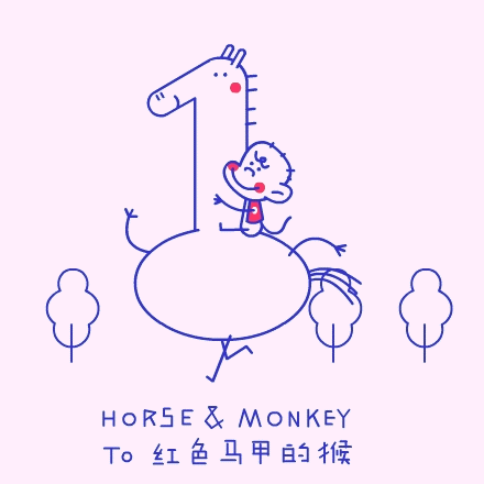 卡通 猴子 骑马 可爱