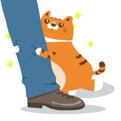 卡通 幸福猫咪 阿福 抱大腿 摇尾巴