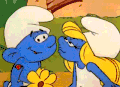 蓝精灵 The Smurfs 卡通 亲吻