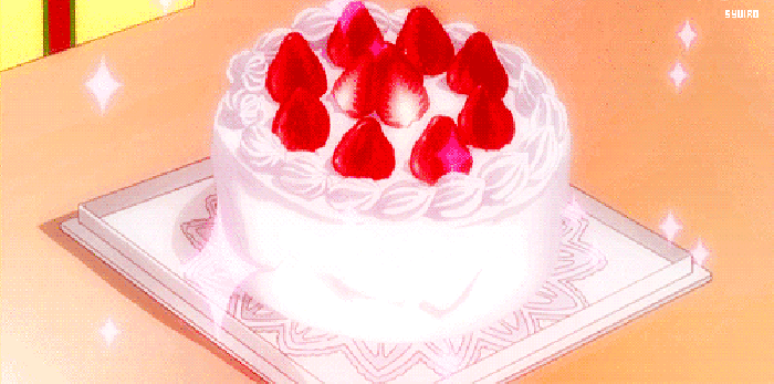 美食二次元 会动的食物 甜点 草莓蛋糕 生日