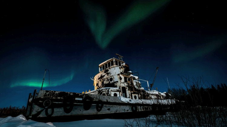 北极光 northern lights nature 自然 美景 变幻 奇观 星空 渐变 船 停泊