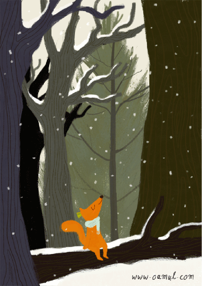 风雪 狐狸 森林 快乐