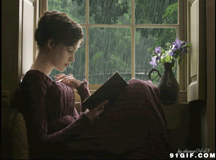 看书 美女 优雅 雨天 窗边