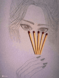 卖火柴的小女孩 大眼睛 长指甲 插画