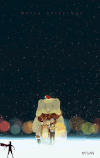 插画 大熊 男孩 夜晚