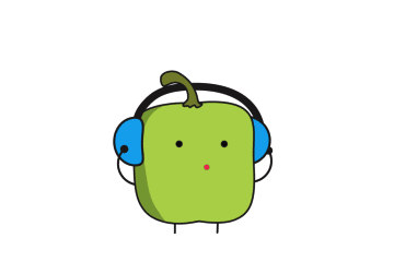 卡通 绿色 耳机 音乐