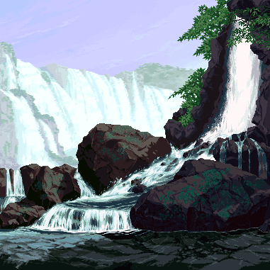 瀑布 动画 岩石 风景 流水