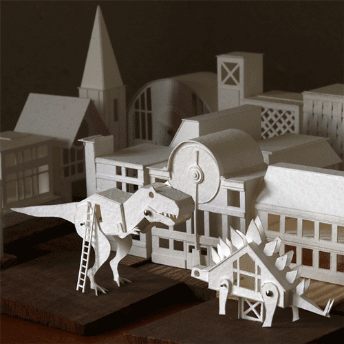 建筑 模型 设计 纸 旋转 恐龙
