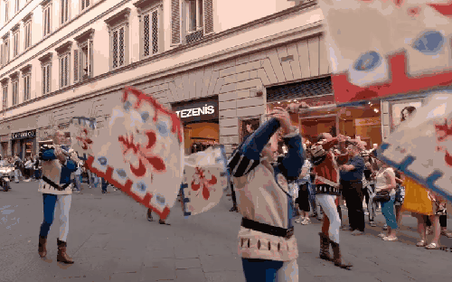 弗罗伦萨 意大利 旗子 艺人 街道