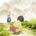 卡通 男孩 草地 玩耍