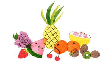 水果 菠萝 橘子 西瓜 葡萄 草莓 猕猴桃 图画