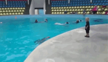 海豚 玩球 小朋友 跳上岸