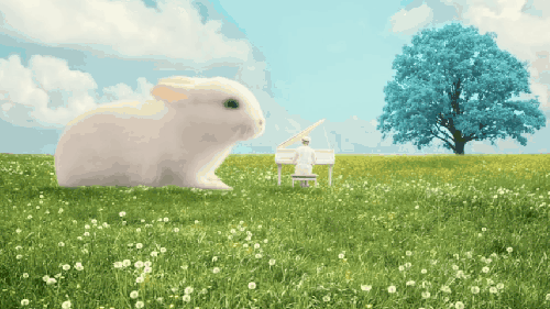 TWICE 兔子 可爱 品牌 少女 弹琴 草地 Nature&Collection广告
