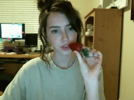 草莓 美女 水果 美味