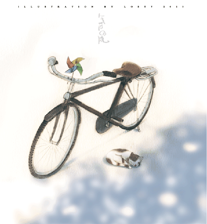 风车 自行车 微风 小猫