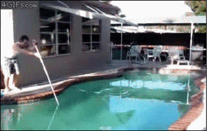 男子 泳池 动态 房子