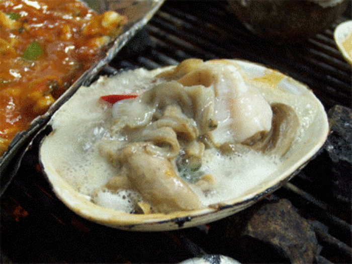 贝壳 海鲜 烤 食物