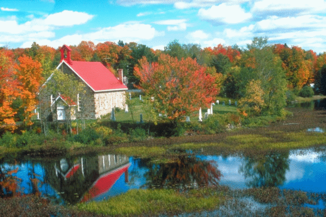 枫叶 秋天的童话 房子 湖畔