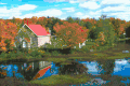 枫叶 秋天的童话 房子 湖畔