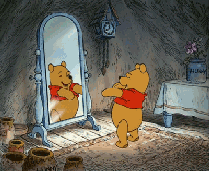 小熊 照镜子 跳舞 自恋